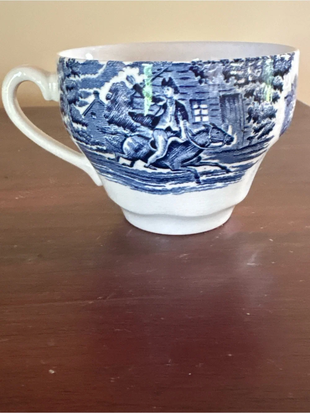 Vintage Staffordshire Liberty Blue Tea Cup Paul Revere England Transferware